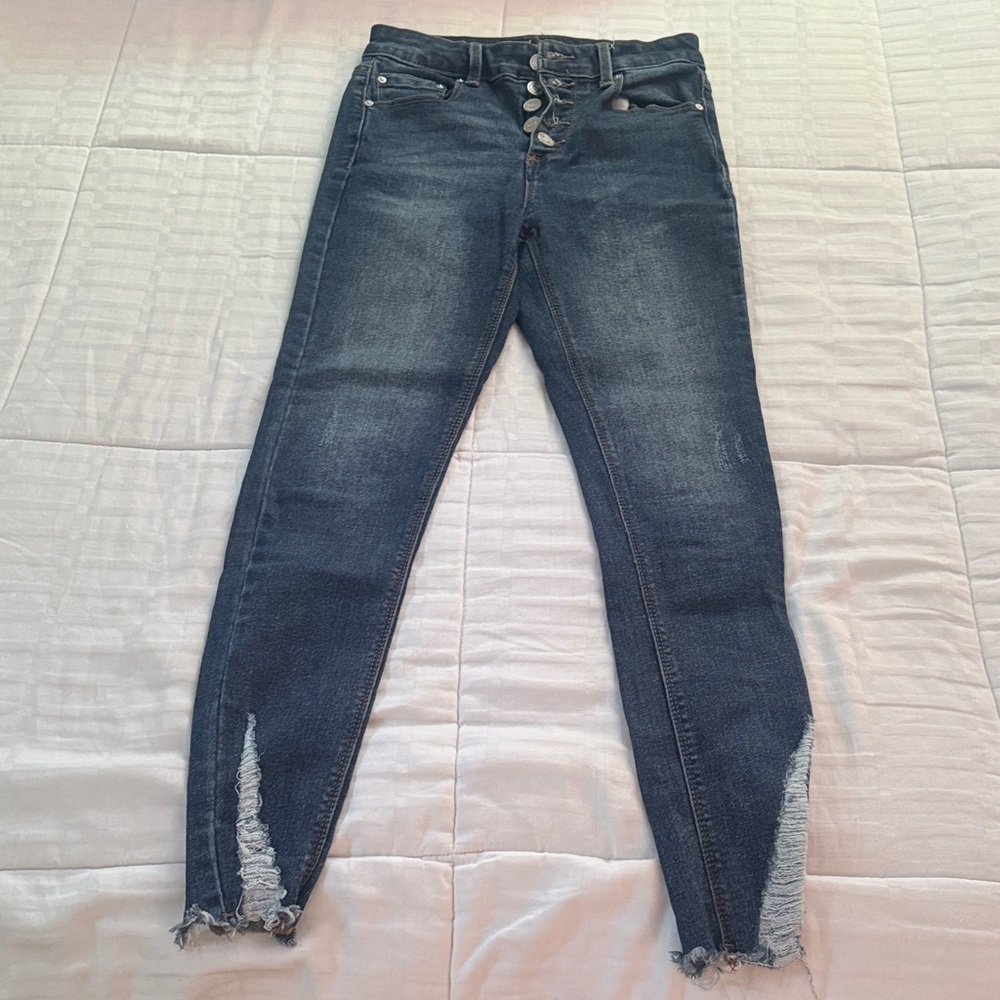 Indigo Rein Dark Wash Skinny Jeans with Button Fly